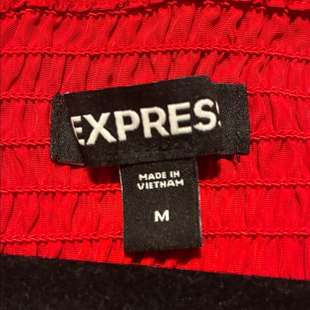 Express Bold Red Tie-Front Blouse - Picture 4 of 4